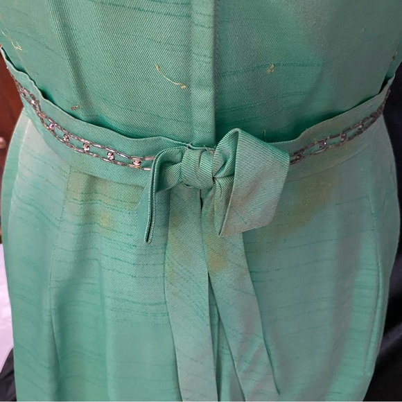 Vintage pale green beaded evening gown no label - 1955 - 1965 - Picture 5 of 16